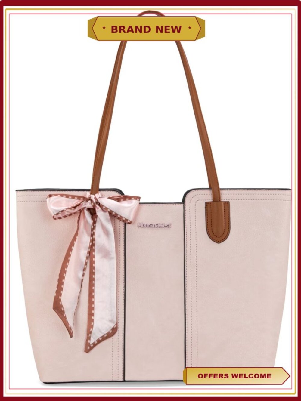 Medium Top Handle Tote Handbag with Scarf